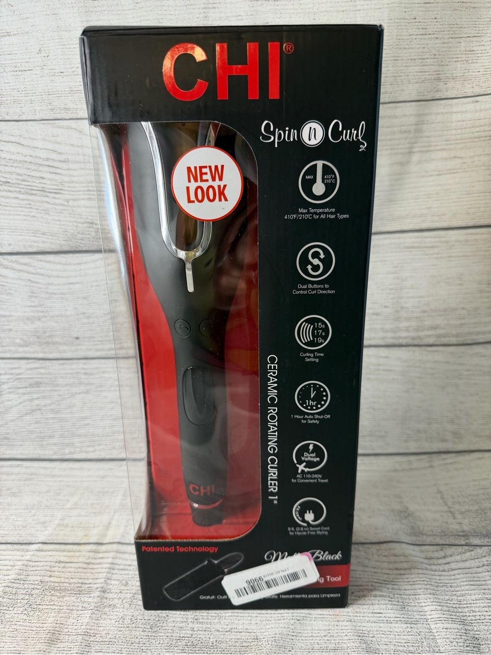 CHI Spin N Curl Ceramic Rotating Curler - Black & Red